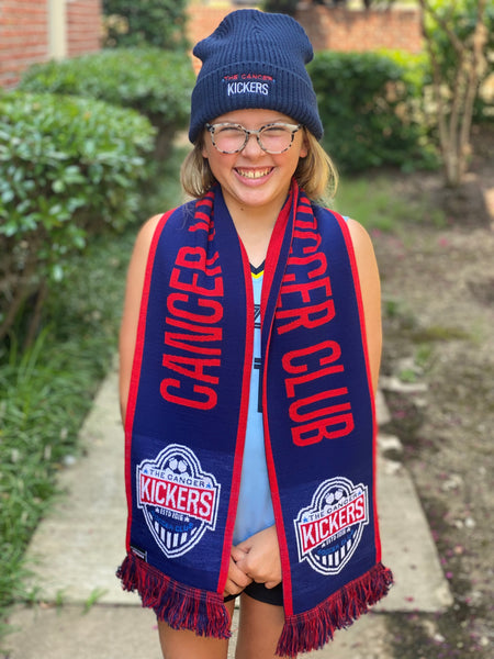 Navy Stadium Scarf with Red Border